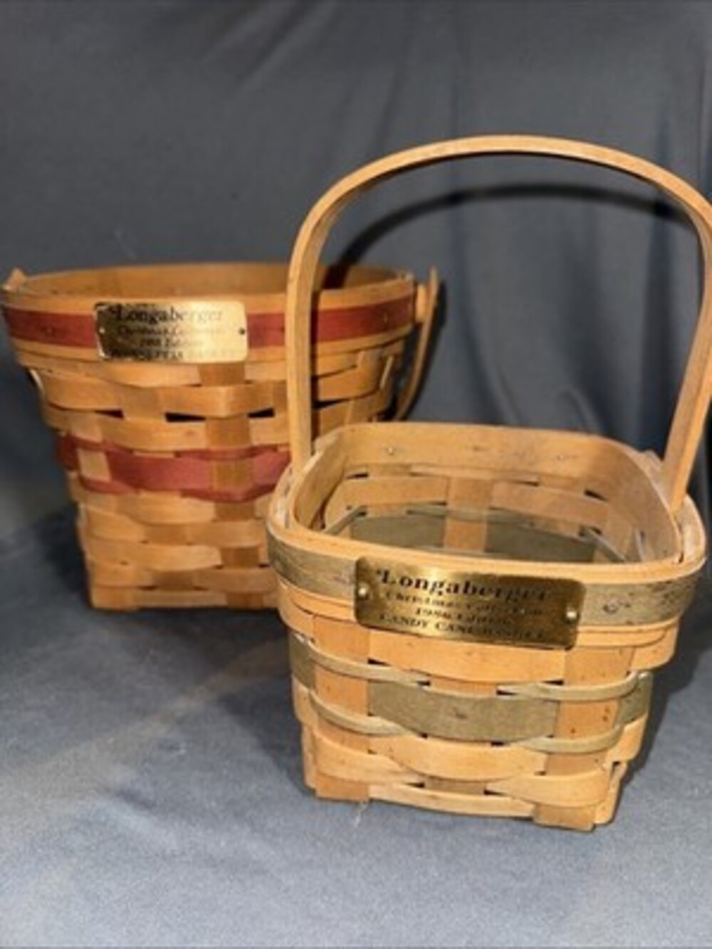 Longaberger Christmas Basket Lot 1986 Candy Cane 1988 Poinsettia USA